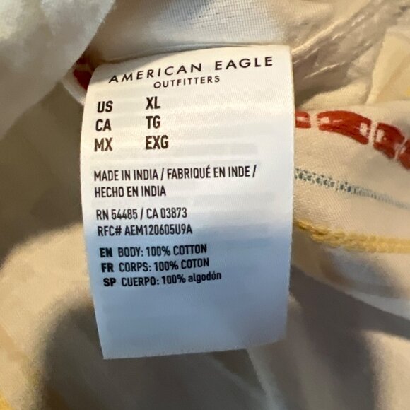 Vintage Striped American Eagle Short Sleeve Button Up Shirt With Retro Vertical - Picture 4 of 7